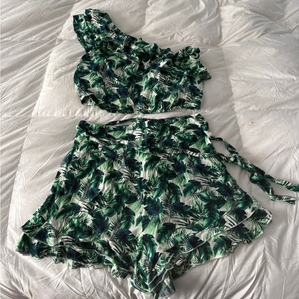 Blue Rain Leaf Patterned Set